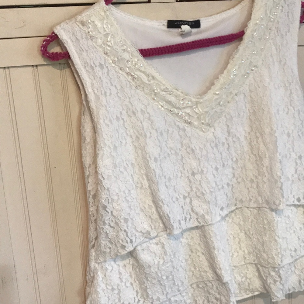 White Lacey 21’’ long top